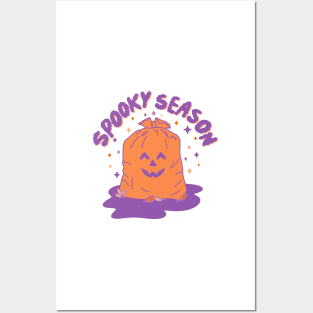 Spooky Season Jack-O-Lantern Trash Bag nostalgia Posters and Art